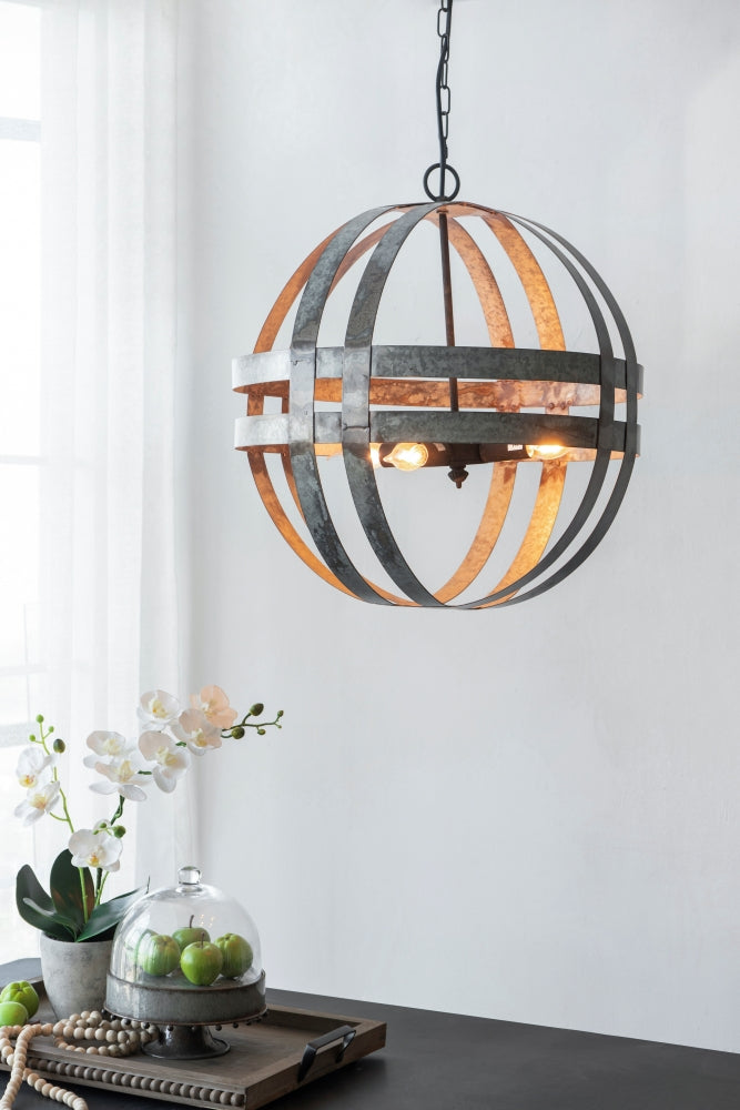 Stembos 4-Light Industrial Galvanized Chandelier | Grey - Default - chandeliers