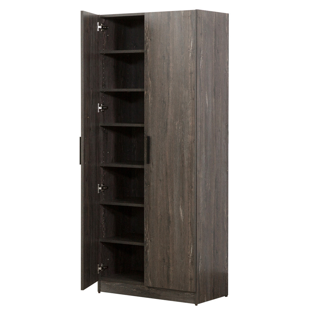 Mia Farmhouse Storage Cabinet | Rustic Gray - - brown cabinet grey wood