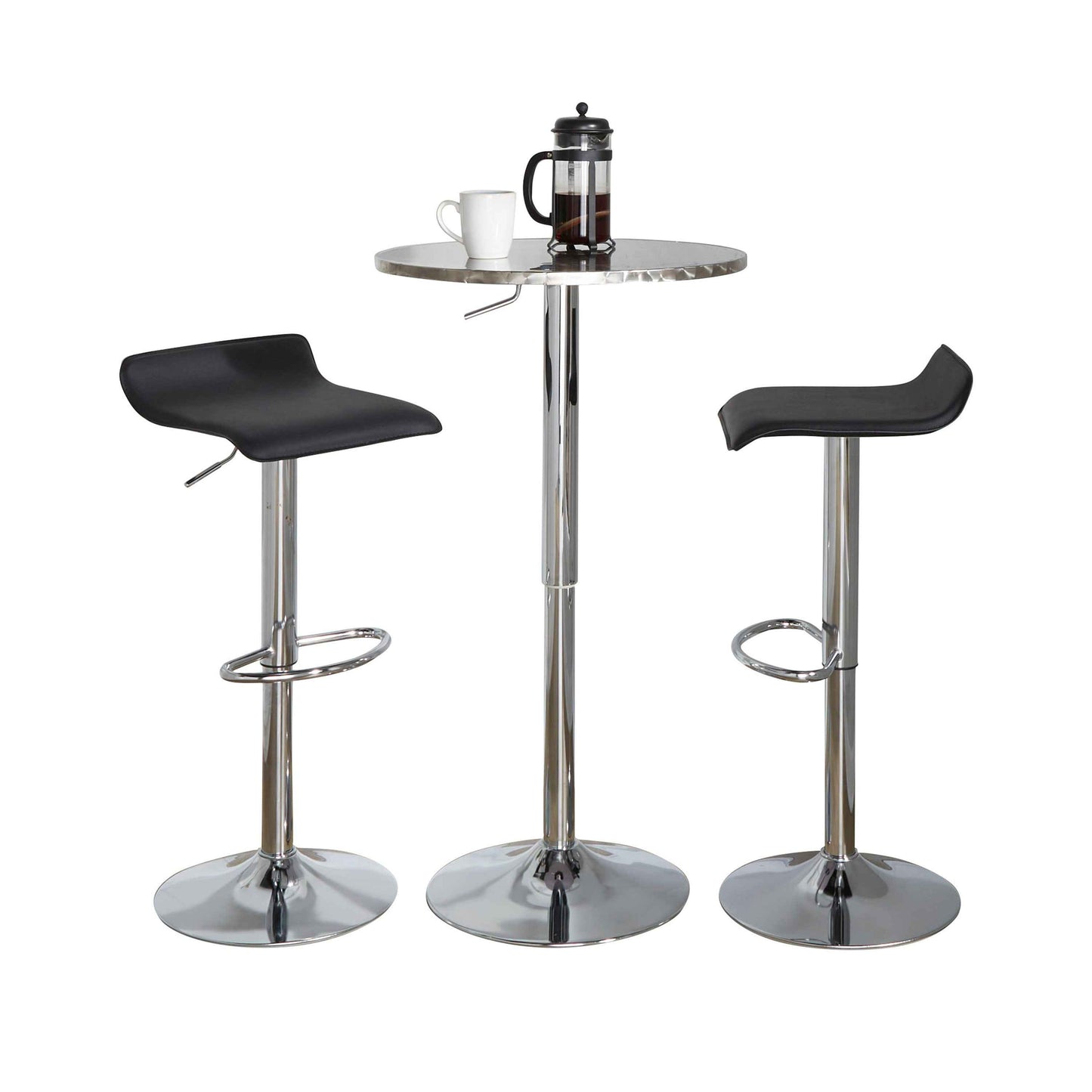 Laman Adjustable 3-Piece Bar Table Set | Black & Chrome - Default - bar table set