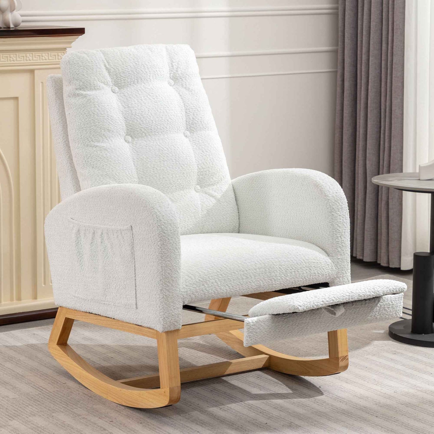 Dlarel Accent Rocking Chair | Footrest | White - Default - rocking chair