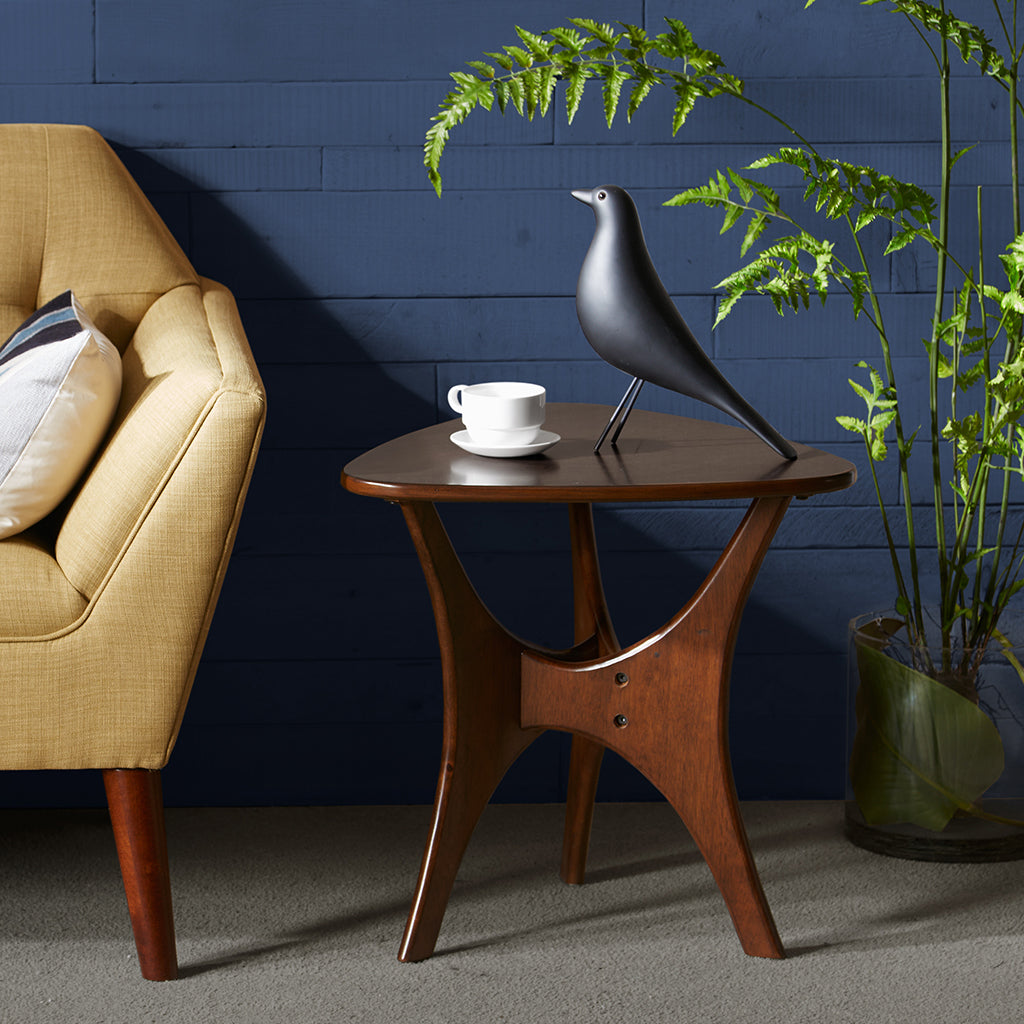 Subic Triangle Wooden Side Table | Walnut - Default - tables