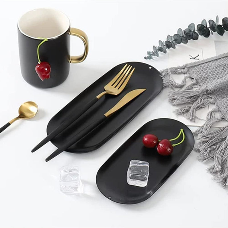 Oval Nordic Style Tray - - black Stainless Steel Tray