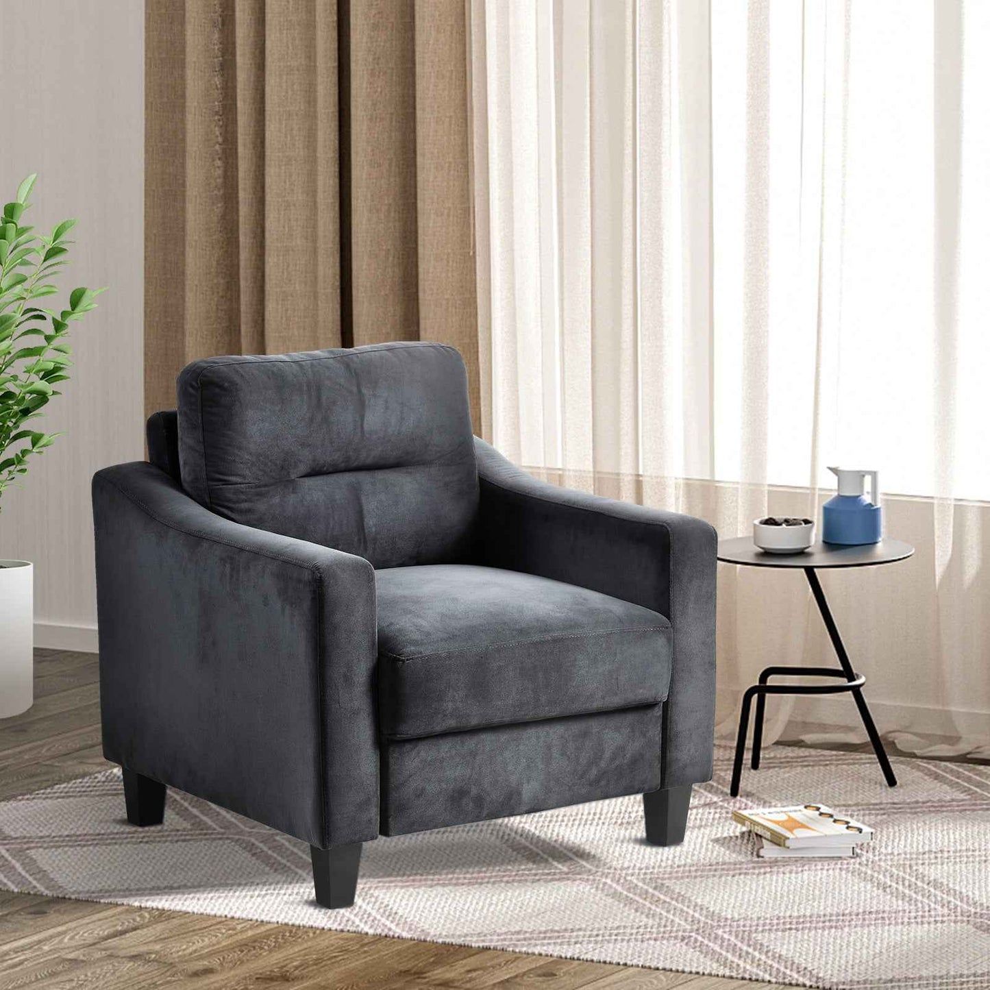 Hapey Comfortable Armchair | Charcoal - - sofa