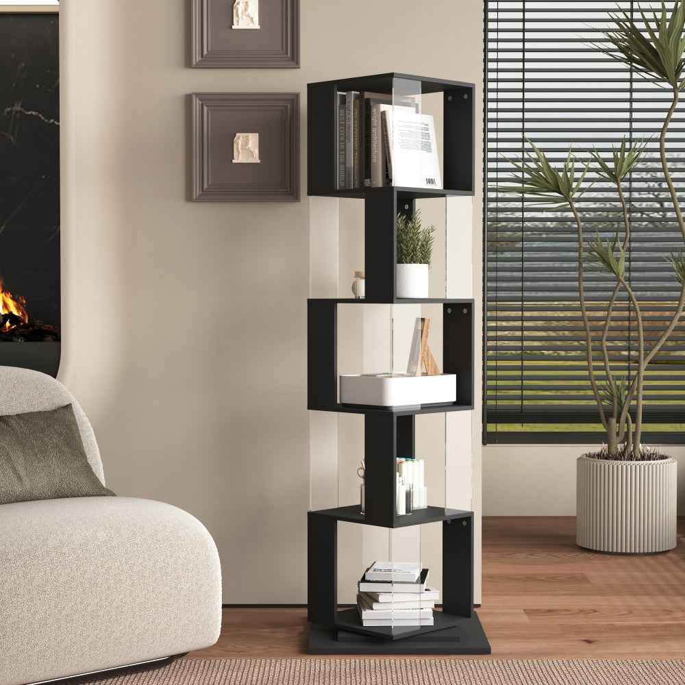 Citik 360° Rotating Display Bookcase | Black - - black bookcase wood