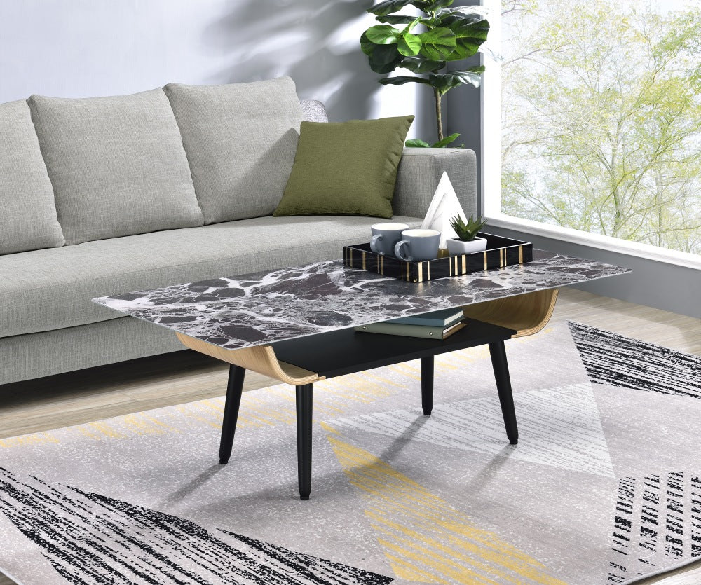 Landon 47' Coffee Table | Black Marble Texture | Black - Default - tables