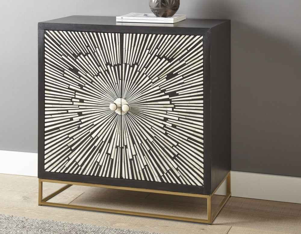 Amika 2-Door Art Deco Cabinet | Black - - black cabinet wood