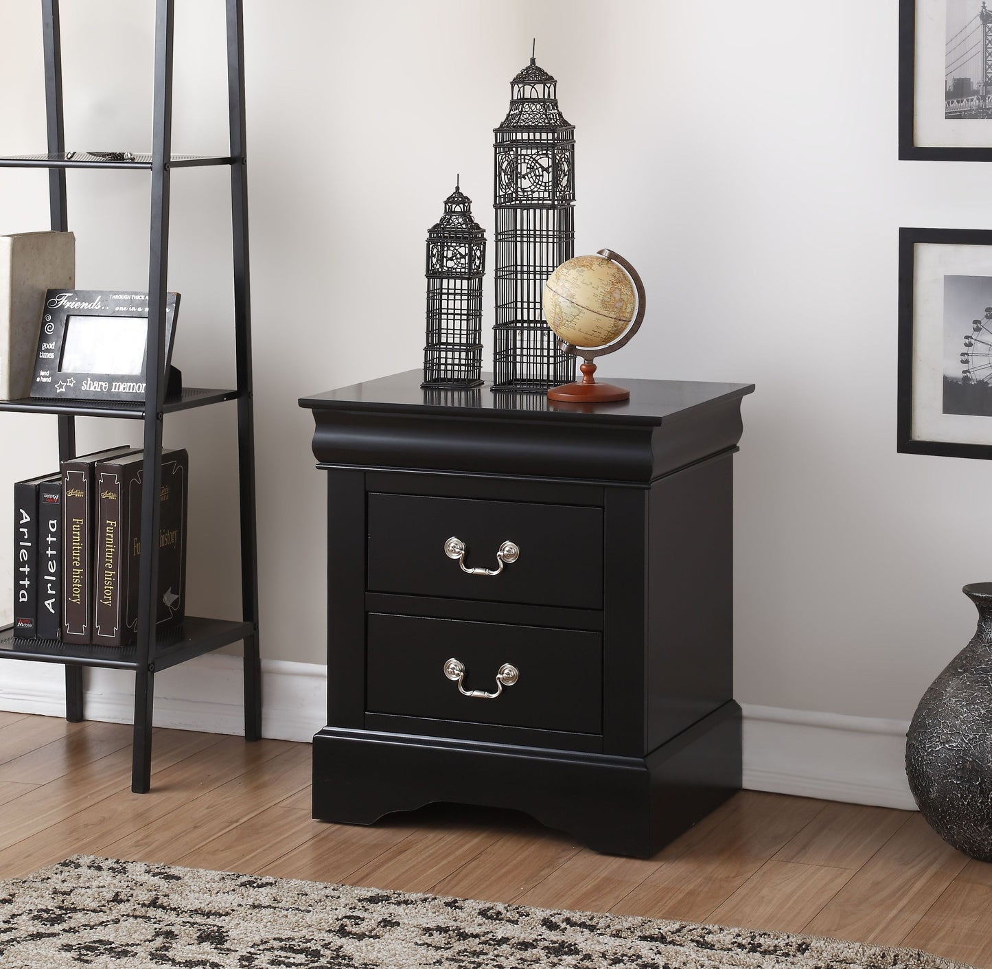 Louis Philippe Nightstand | Black - Default - nightstand