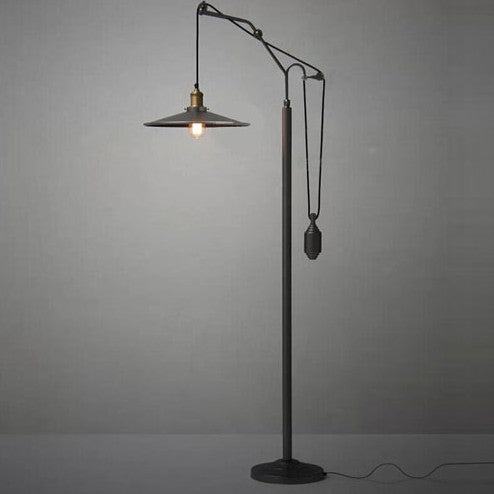 Vintage Style Iron Floor Lamp - Black - Floor