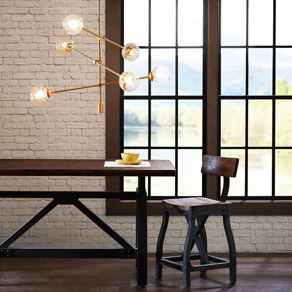 Cyrus 6-Light Modern Globe Metal Chandelier | Gold - Default - chandeliers
