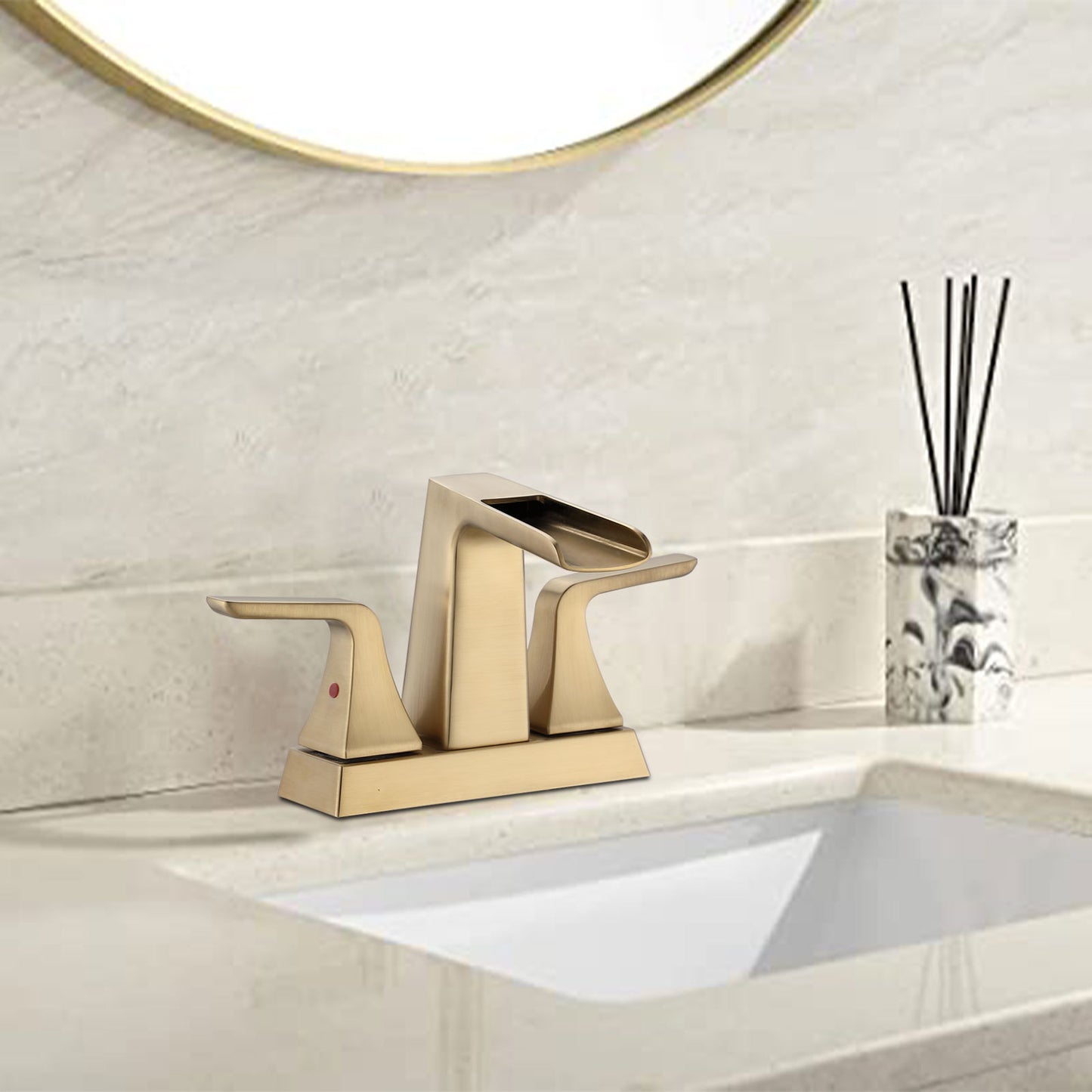 Proviso Centerset Waterfall Bathroom Faucet | Brushed Golden - Default - bathroom faucets