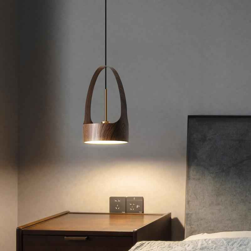 Galisa Pendant Light Fixture - Walnut Wood Threetone Light - brown Pendant Wood