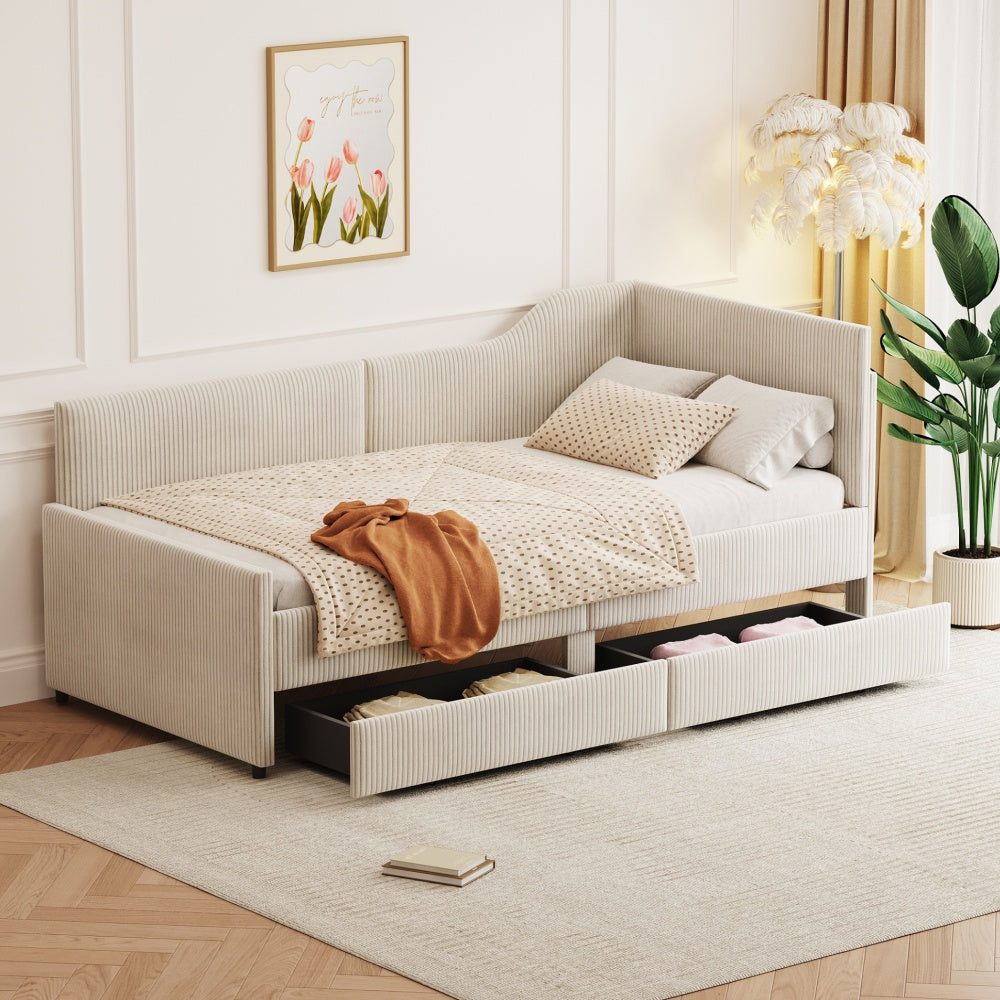 Thurguk Twin Size L-Shaped Daybed | Beige - Default - beds