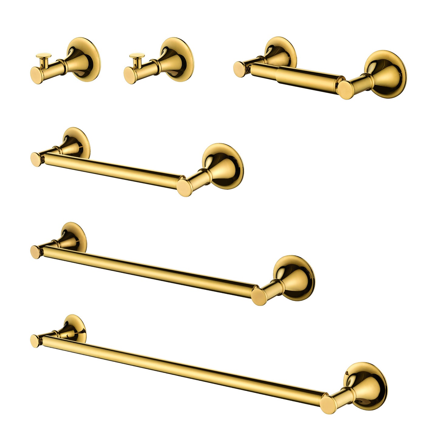 Yakuhul Premium 6-Piece Bathroom Accessories | Gold - Default - bathroom accessories