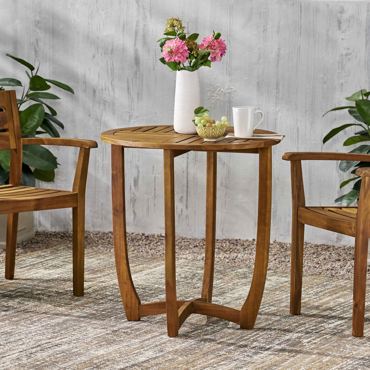 Bethan Outdoor Round Accent Table | Brown - Default - garden furnishing