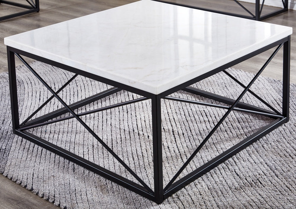 Skyler Marble Square Coffee Table | White - Default - tables