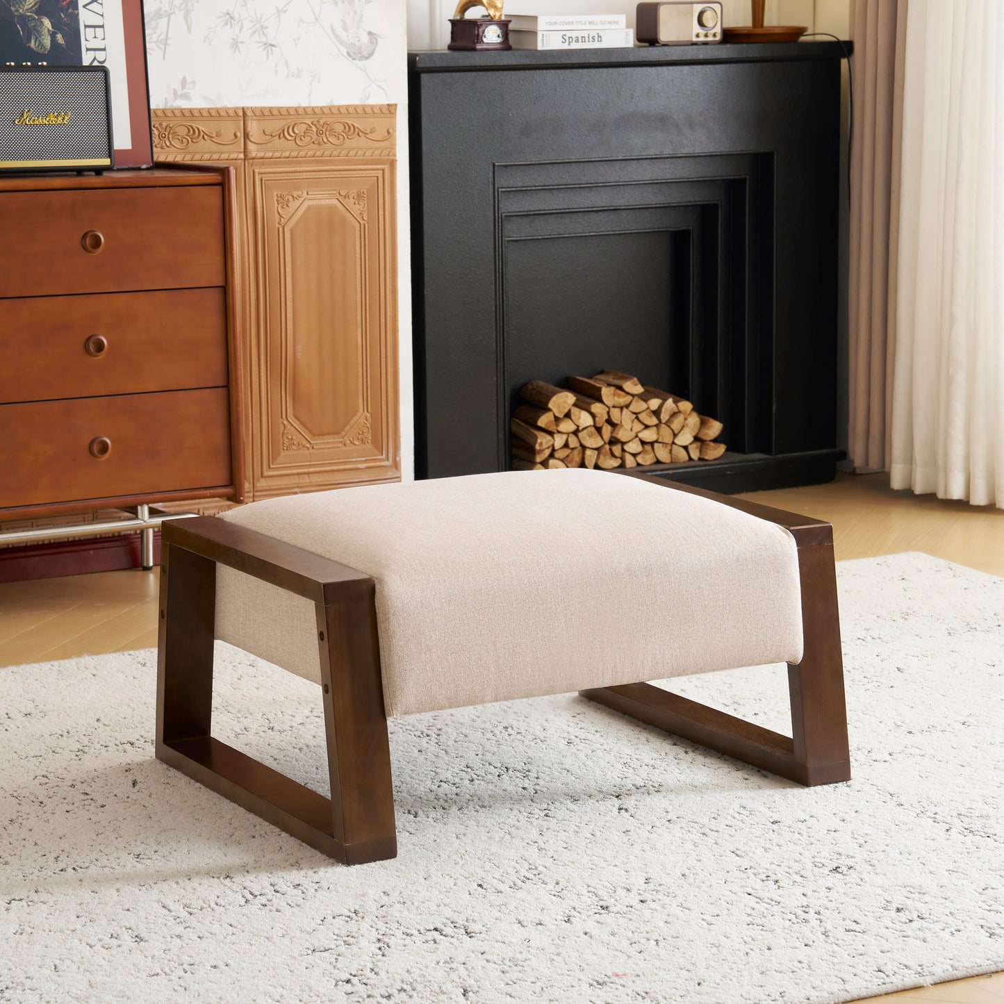 Venisi Stylish Small Ottoman | Beige - Default - bench