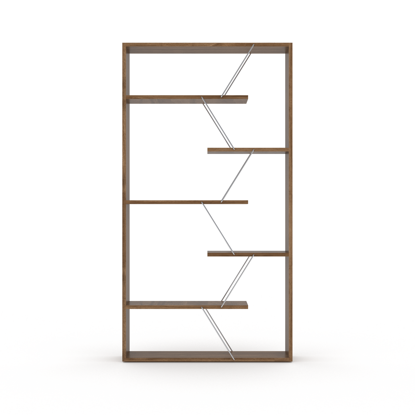 Ratay Modern Bookcase | Walnut & Chrome - - bookcase walnut wood