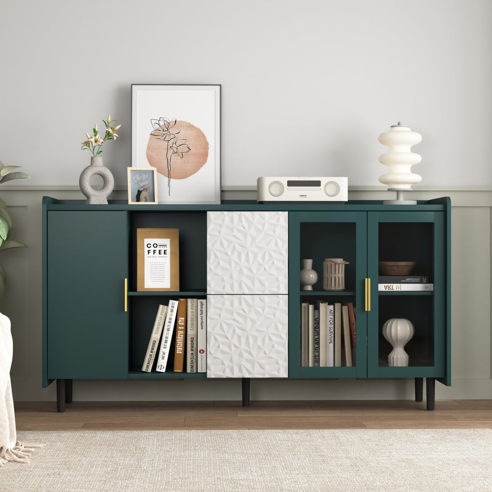 Pendeor Modern Storage Cabinet | Dark Green - - cabinet green wood