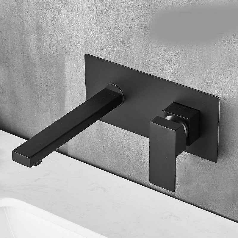 Jasi Wall-Mount Bathroom Faucet - Black - black chrome chrome silver silver wall mounted