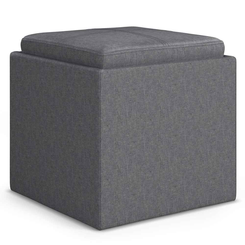 Fingota Small Cube Storage Ottoman | Tray Lid | Dark Grey - Default - bench