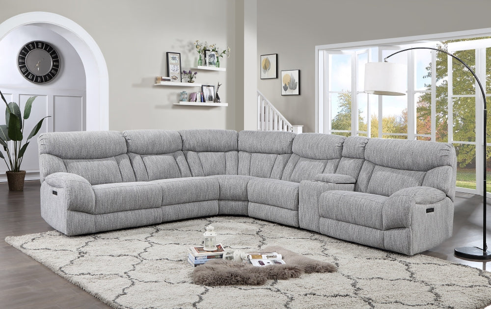 Verbot 6pcs Luxury Sectional Sofa | 4x Headrest & Footrest | Light Grey - - sofa