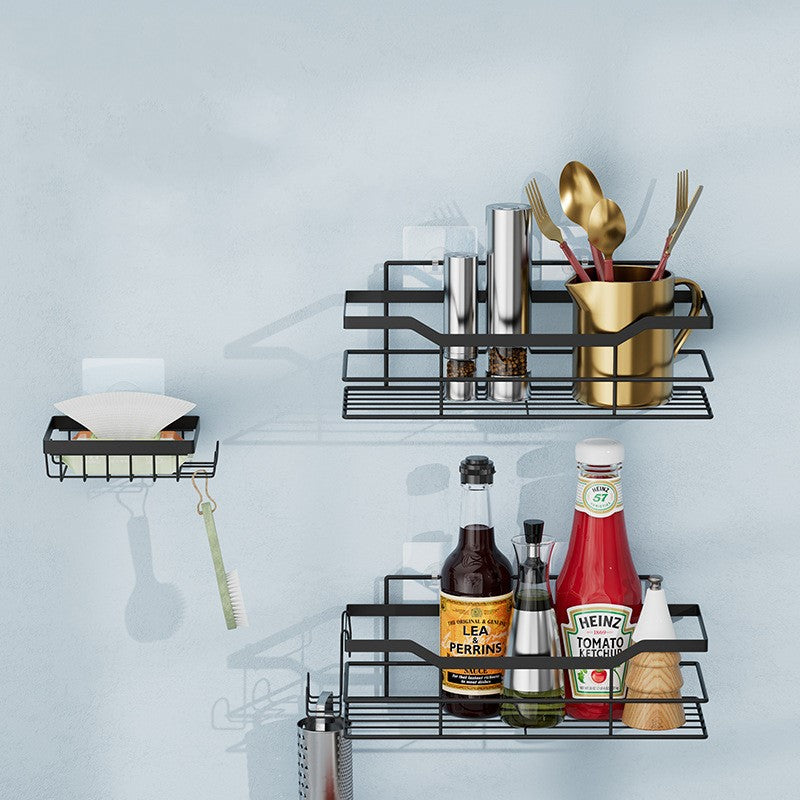 Wall Mounted Kitchen Shelf - 3pcs Set - black Rack Shelf Storage