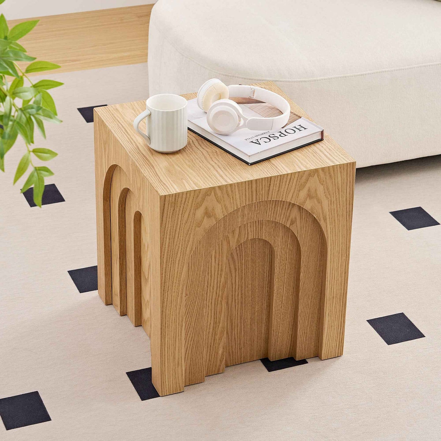 Ecumid Mid-Century Square Side Table | Natural - - tables
