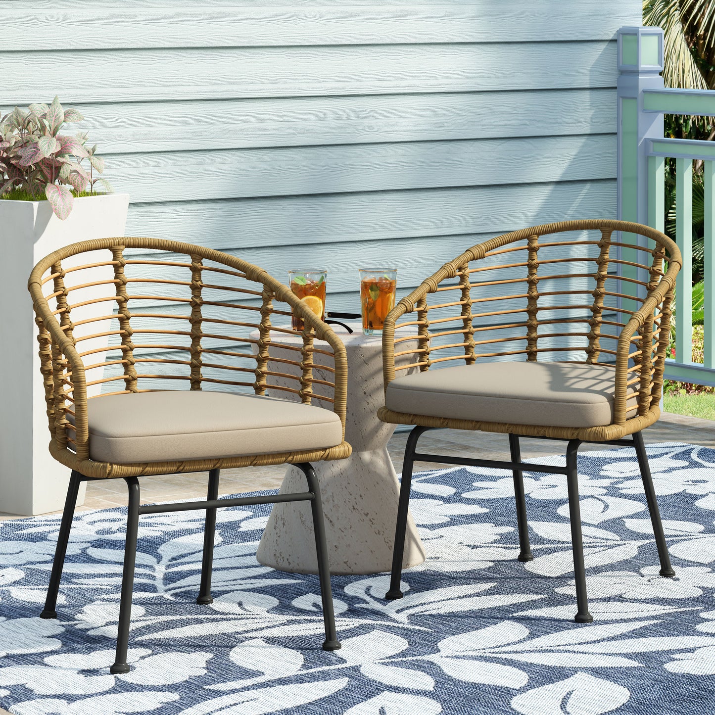 Randy Outdoor Chair Set | Set of 2 | Beige - Default - garden furnishing