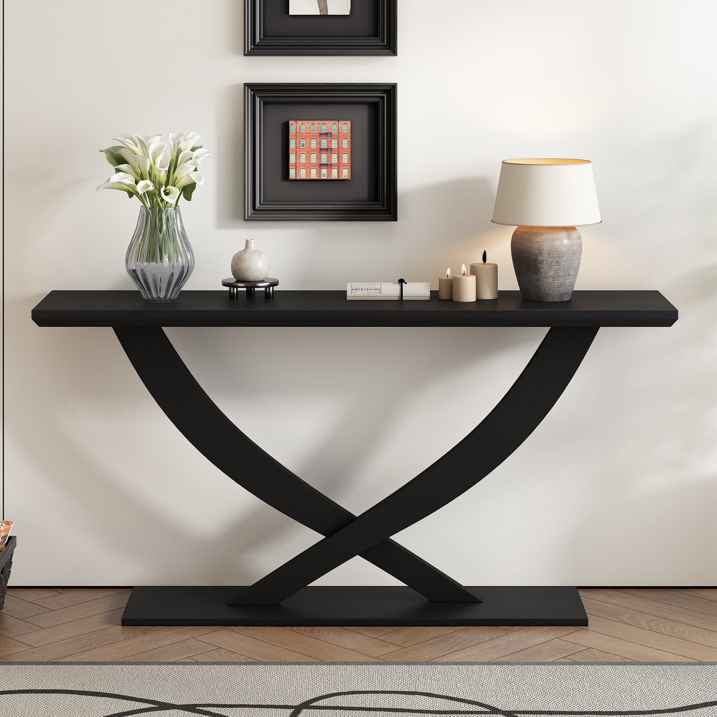 Petam 57'' Modern Console Table | Black - Default - tables