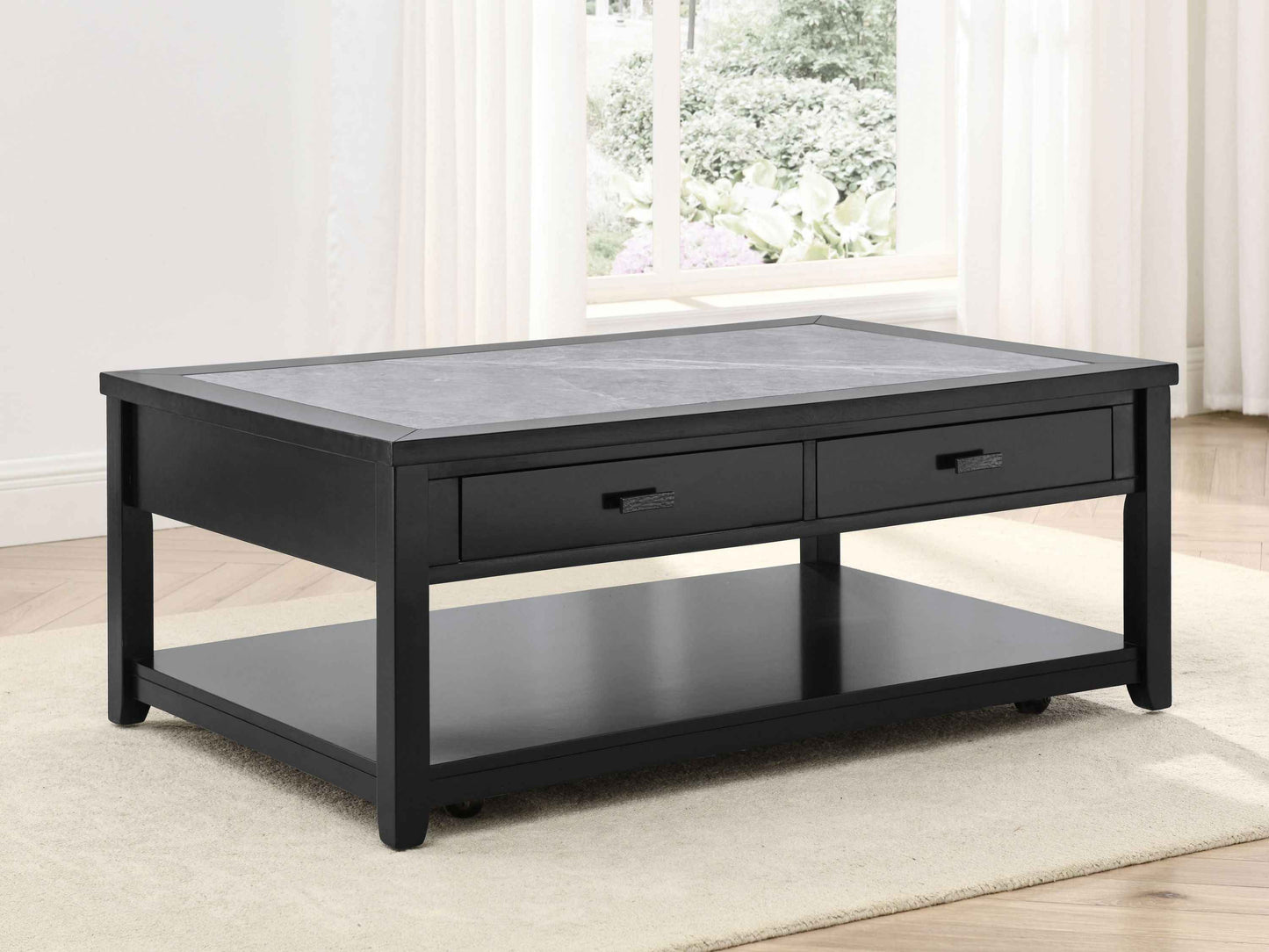 Garvine Sintered Stone Coffee Table | Black - - tables
