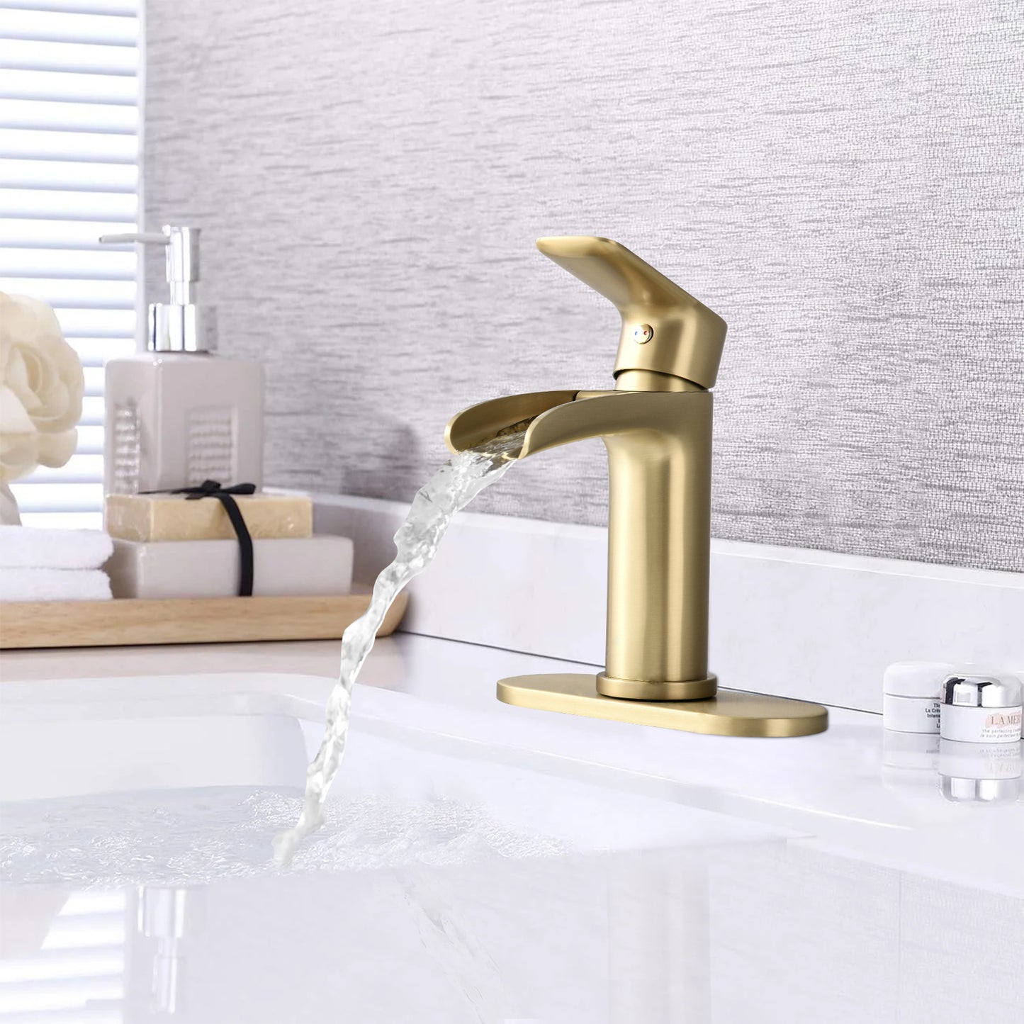Shagri Waterfall Bathroom Faucet | Brushed Gold - Default - bathroom faucets
