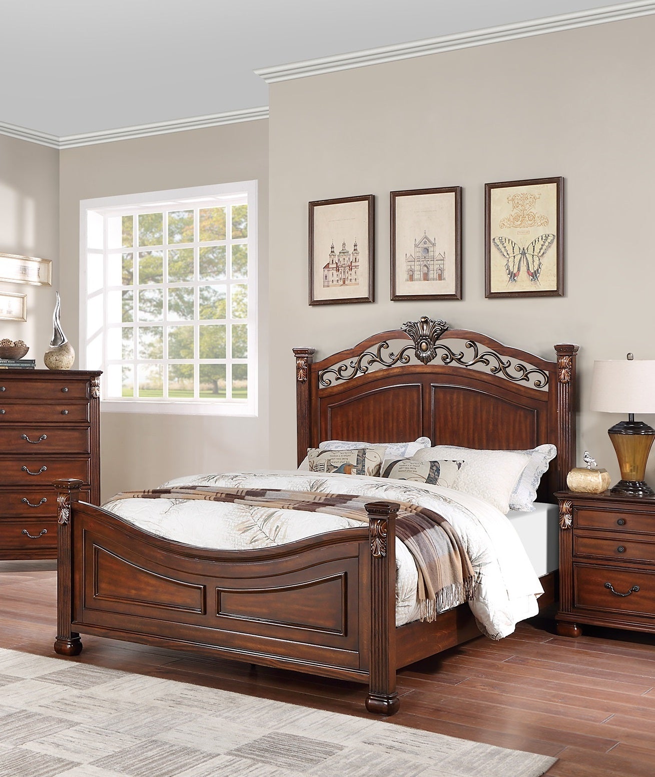 Venitis Vintage Retro Eastern King Size Bed | Dark Cherry - Default - beds