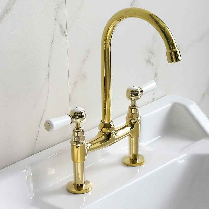 Genivita Center Set Bathroom Faucet - Gold Ceramic Handle - center set chrome chrome silver gold silver