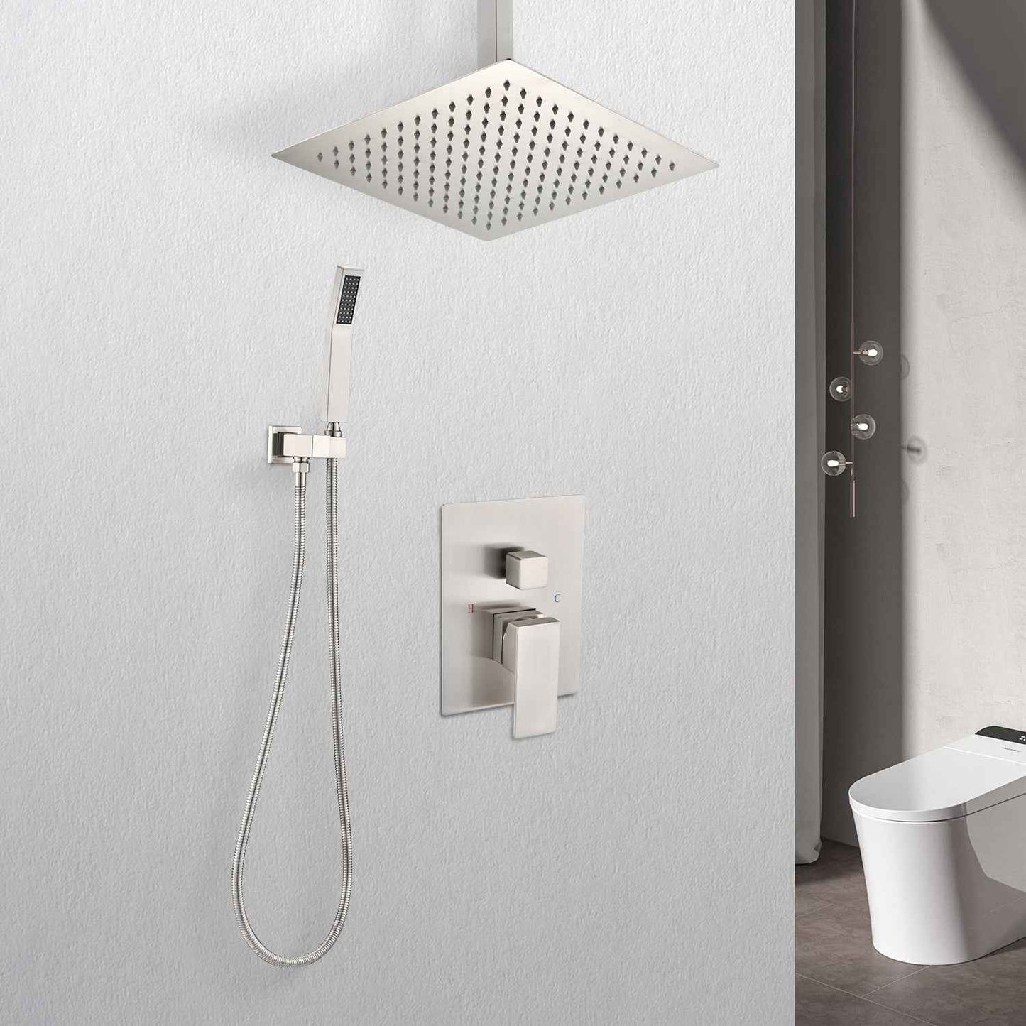 Collo Rainfall Ceiling Shower Set | Silver - Default - shower sets
