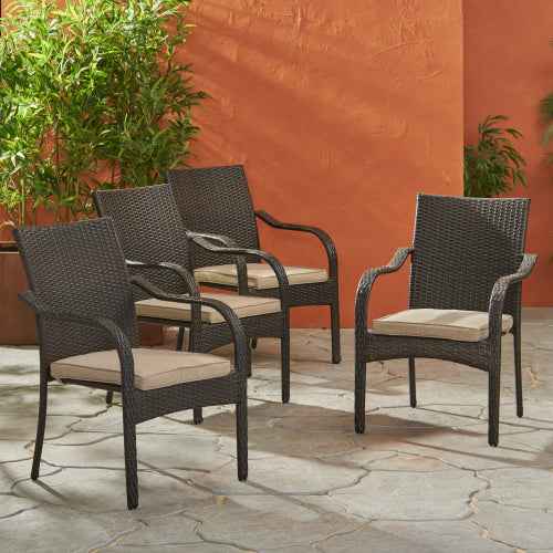 Arites Outdoor Wicker Chairs | Set of 4 | Brown - Default - garden furnishing
