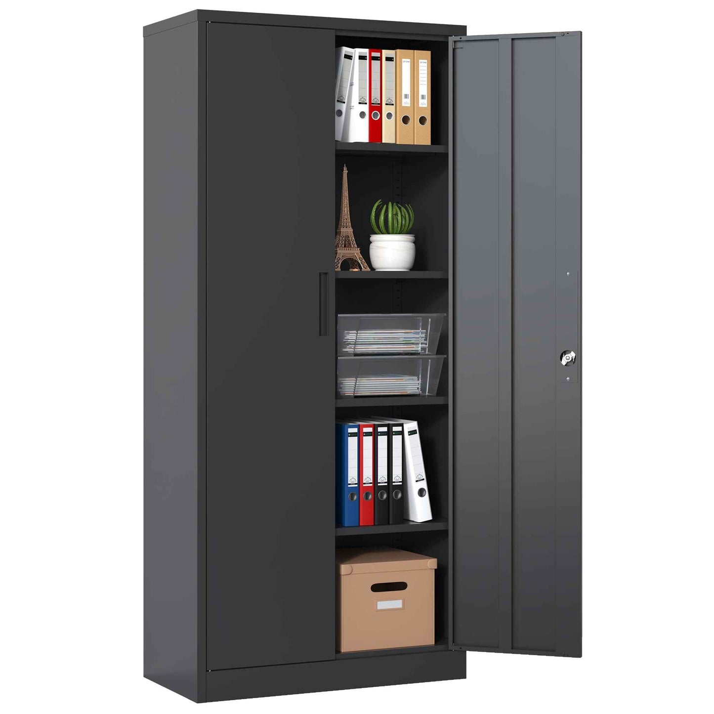Glicher 72" Metal Storage Cabinet | Black - - black cabinet metal