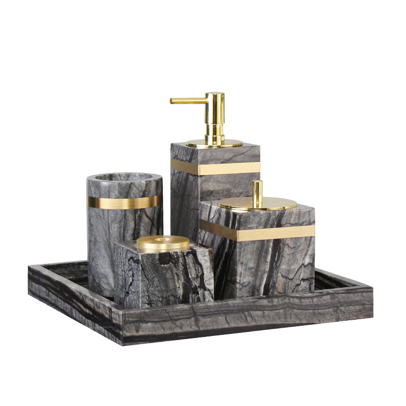 Marble Five-Piece Wash Set - - black gold Hand Wash Marble sets