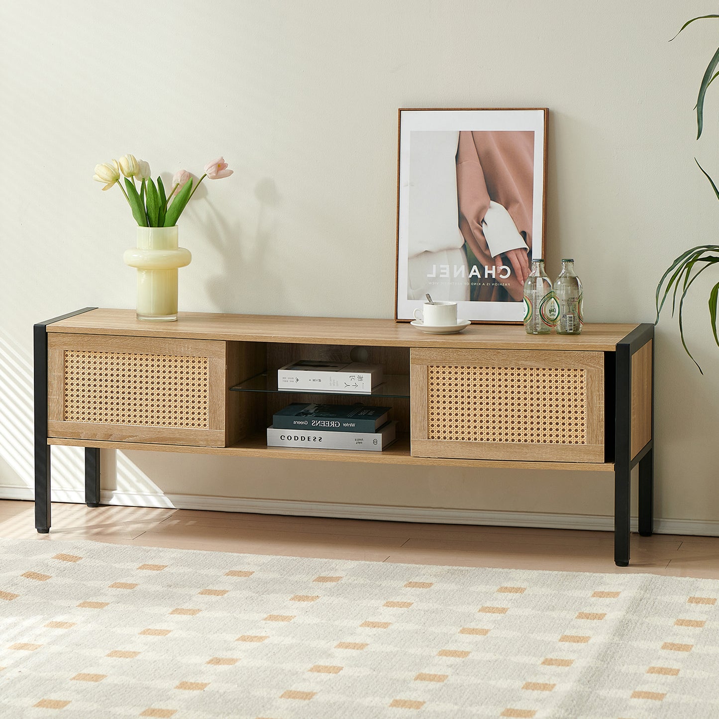 Pamoli 54' Rattan TV cabinet | Natural - Default - tv console
