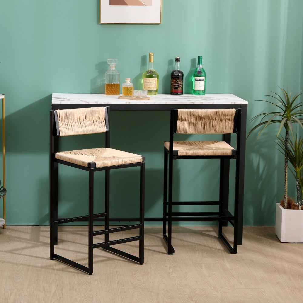 Cosot Rope Weave Bar Stools | Set of 2 | Honey Beige - Default - bar stools