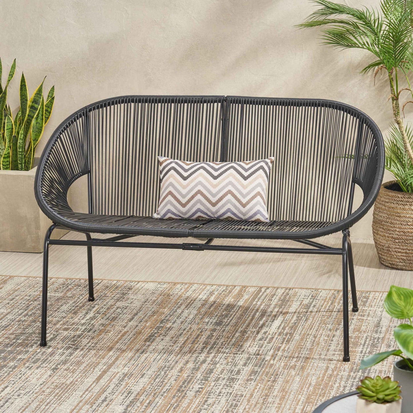 Condessa Outdoor Loveseat | Black - Default - garden furnishing