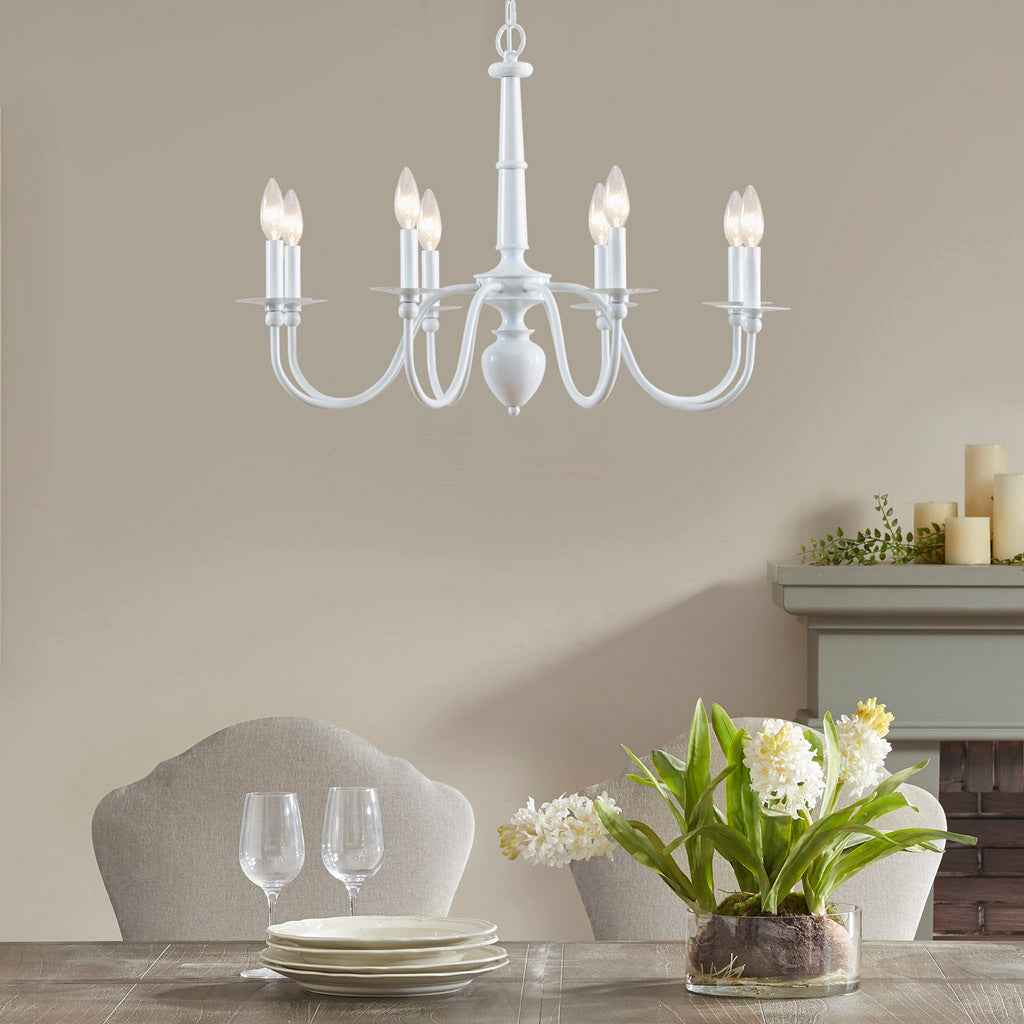 Areruin 8-Light Vintage Metal Chandelier | White - Default - chandeliers