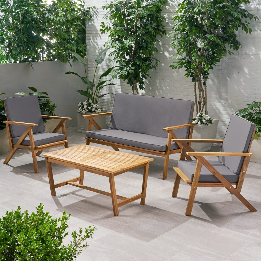 Panama 4-Piece Outdoor Furniture Set | Brown & Grey - Default - garden furnishing