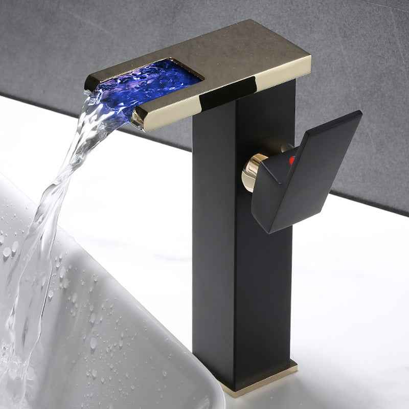 Avio Waterfall Bathroom Faucet - - black black gold led long tall profile waterfall white gold