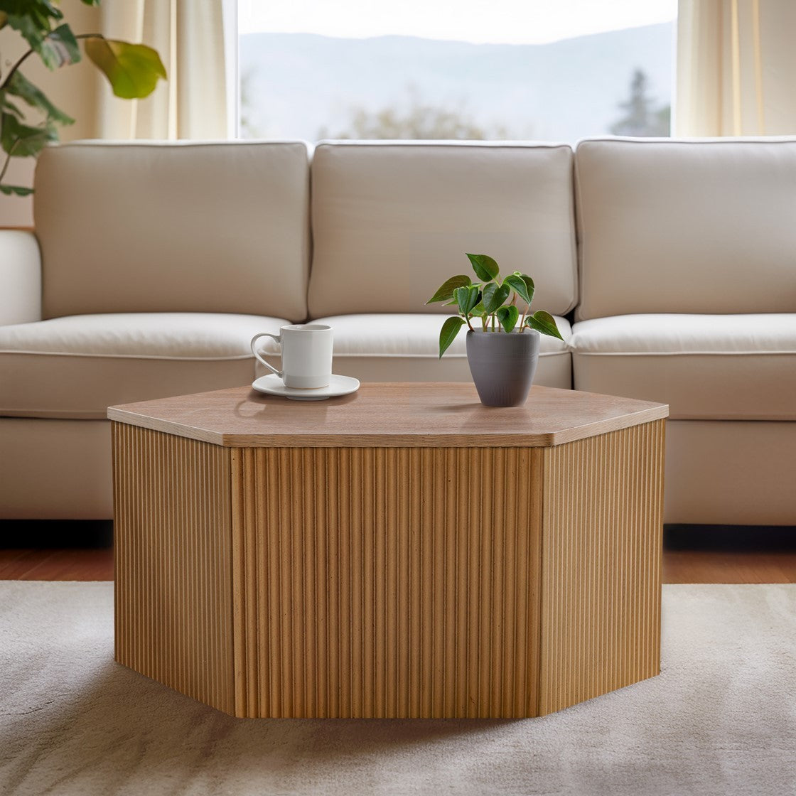 Pollexus Hexagon Coffee Table | Natural Wood - Default - tables