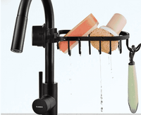Aluminum Shower Rod & Rack - One Shelf - Aluminum black Shelf