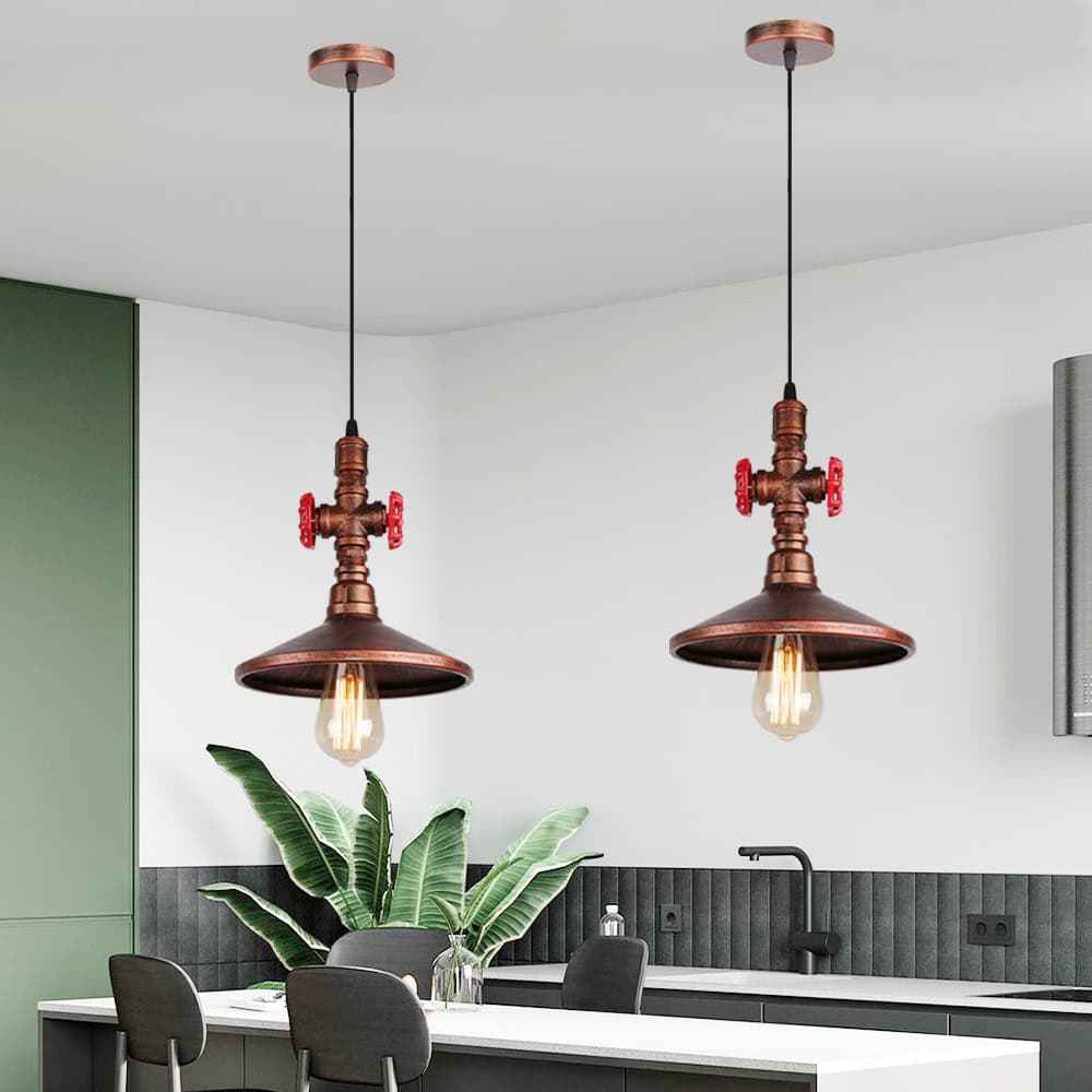 Maztona Pendant Light Fixture - Red Warm White Light - black bronze Pendant red silver