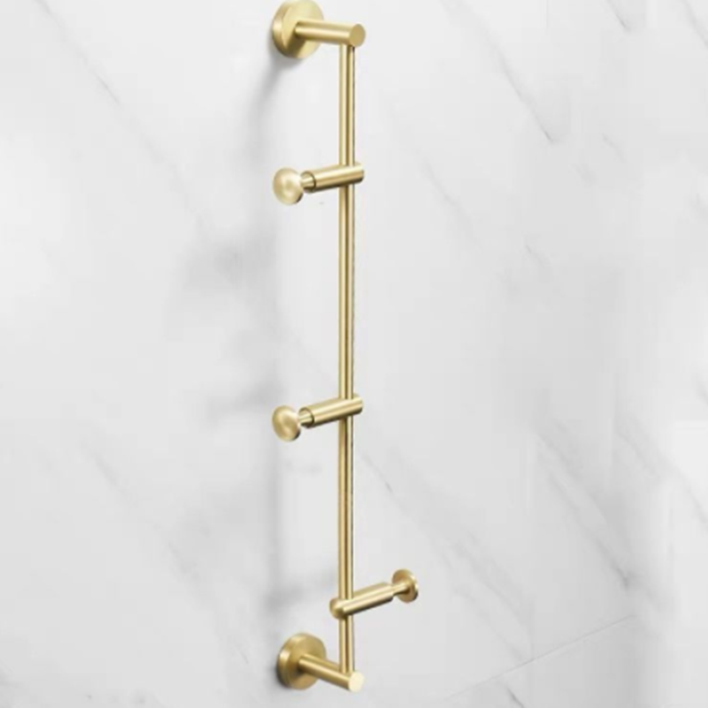 Nordic Wall Mounted Towel Bar - Brass Brushed Gold 3 hooks - black Brass gold Rack Rail Towel Bar