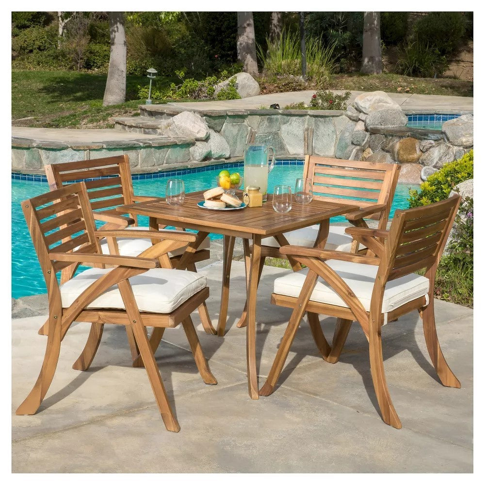 Nefesha Outdoor 5-Piece Dining Set | Brown - Default - garden furnishing