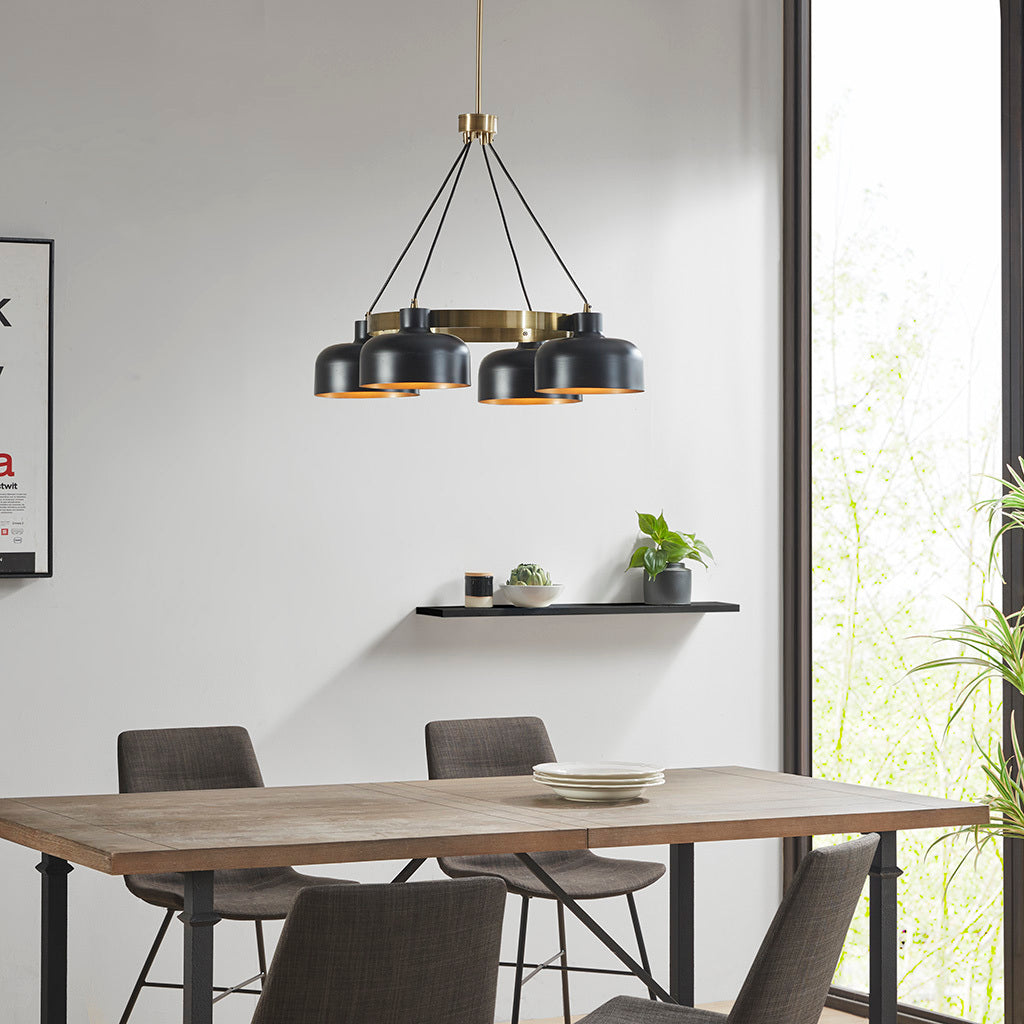 Thelle 4-Light Metal Chandelier | Black - Default - chandeliers