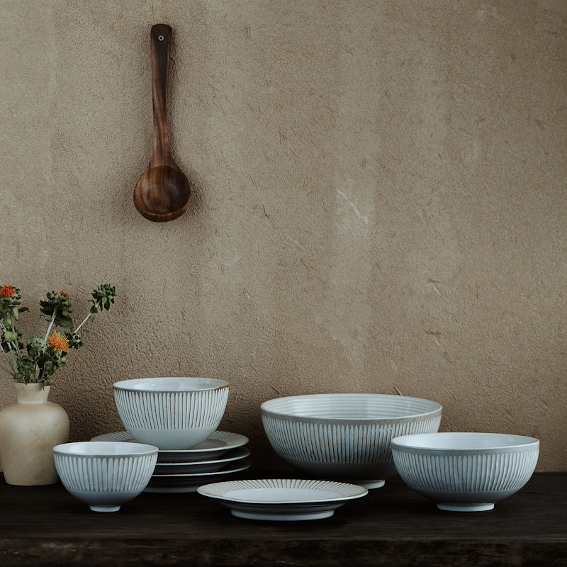 Japanese Style Stilt Bowl - - Ceramic dinnerware light blue Plate Tableware